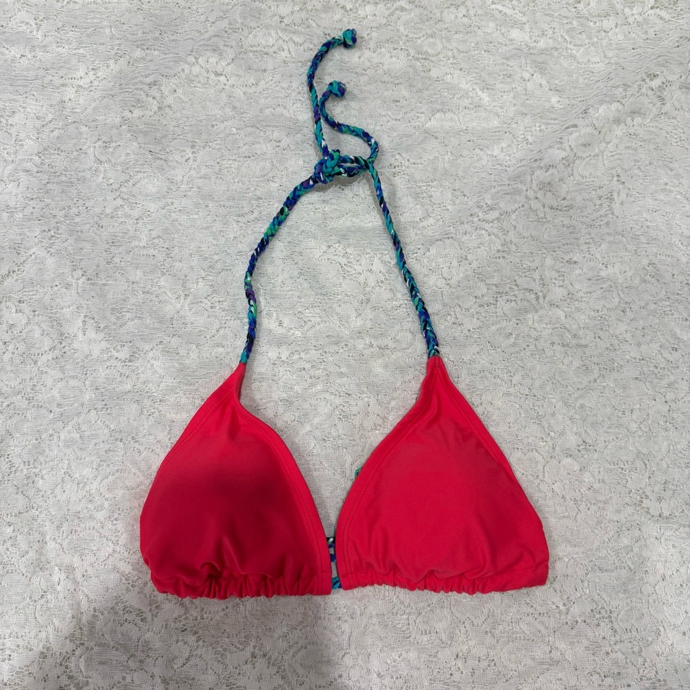 NWOT Pink Bikini Top with Multicolor Straps